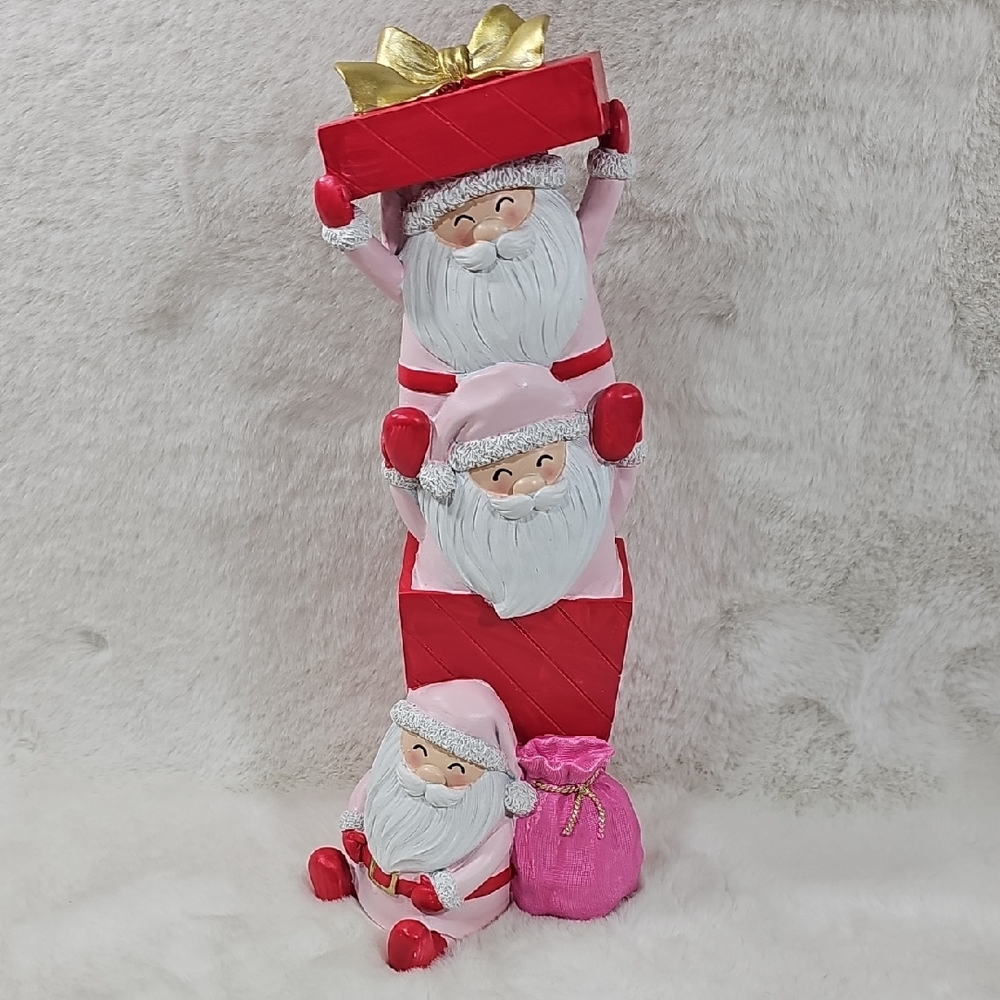 Pink and Red Santa with Presents Figurine Statue Christmas Holiday Decor